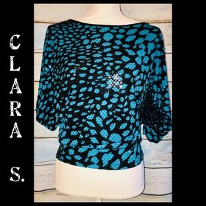 Clara Sun Woo Black & Blue Mirrored Top Size S
